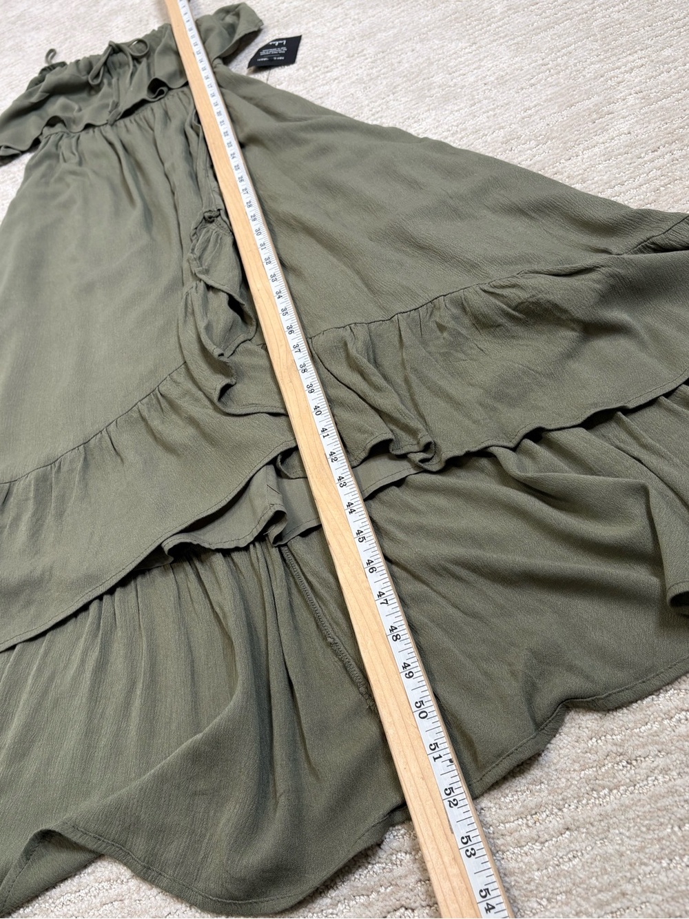 NWT Lulus Sincerely Yours Olive Green Ruffle Midi Dress Size Small Sundress - Picture 12 of 14